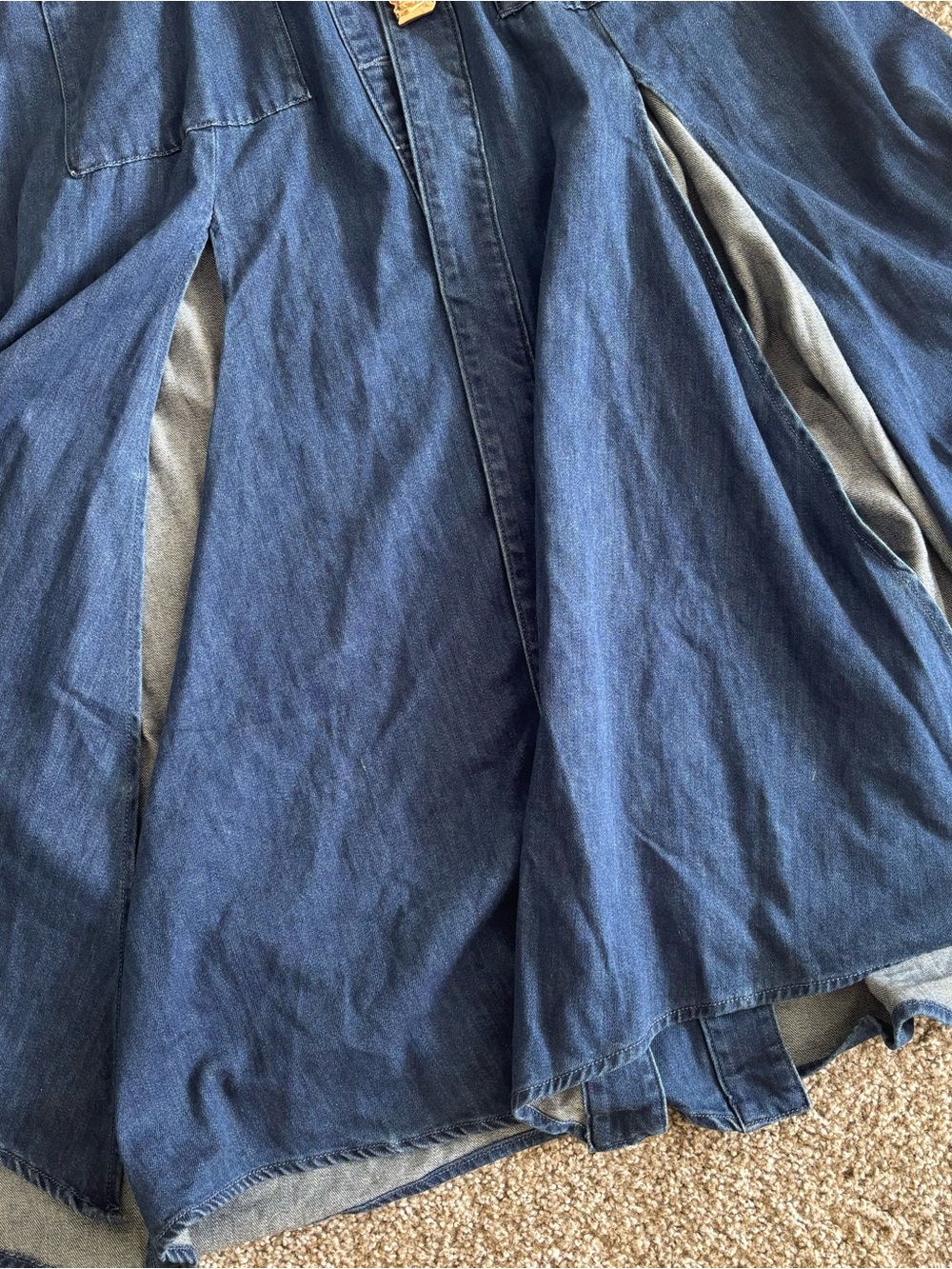 NWT URBAN REVIVO Sleeveless Dark Blue Denim Dress with slits - US SIZE: 6 - Picture 2 of 5